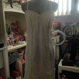 White Lace Slip Midi Dress